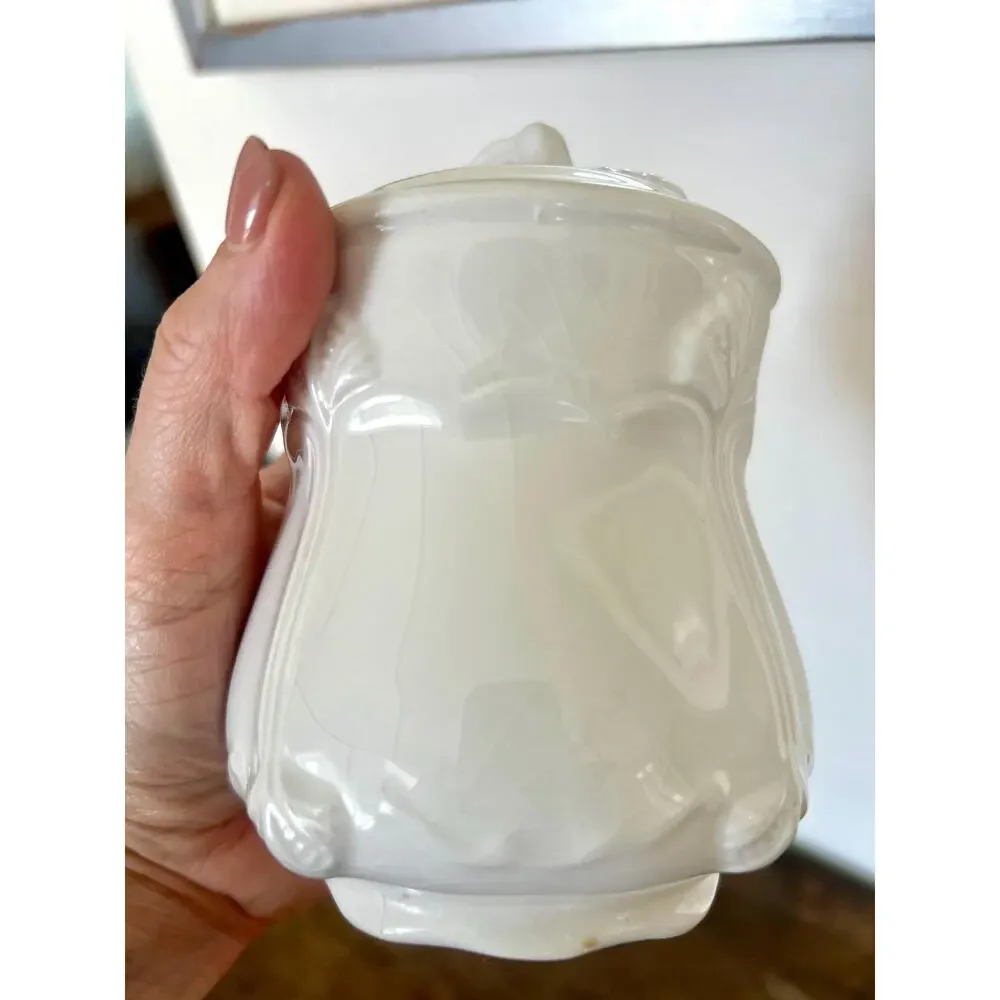Shabby Chic White Ceramic Toothbrush Holder, Vintage Bathroom Accessories Decor